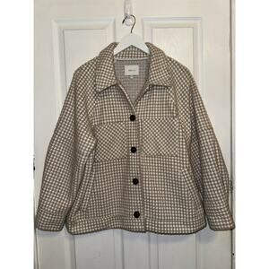 Anthropologie Greylin‎ Tan Houndstooth check Button Pockets Shacket L Large